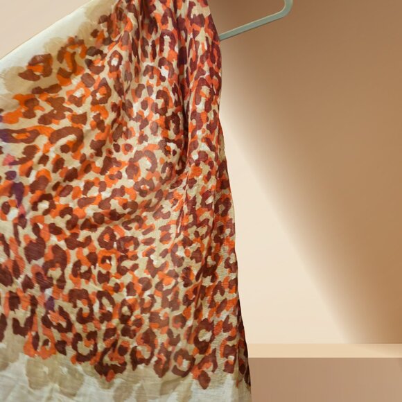 Express Leopard Print Oblong Scarf | Orange & Cream | One Size - Picture 3 of 5